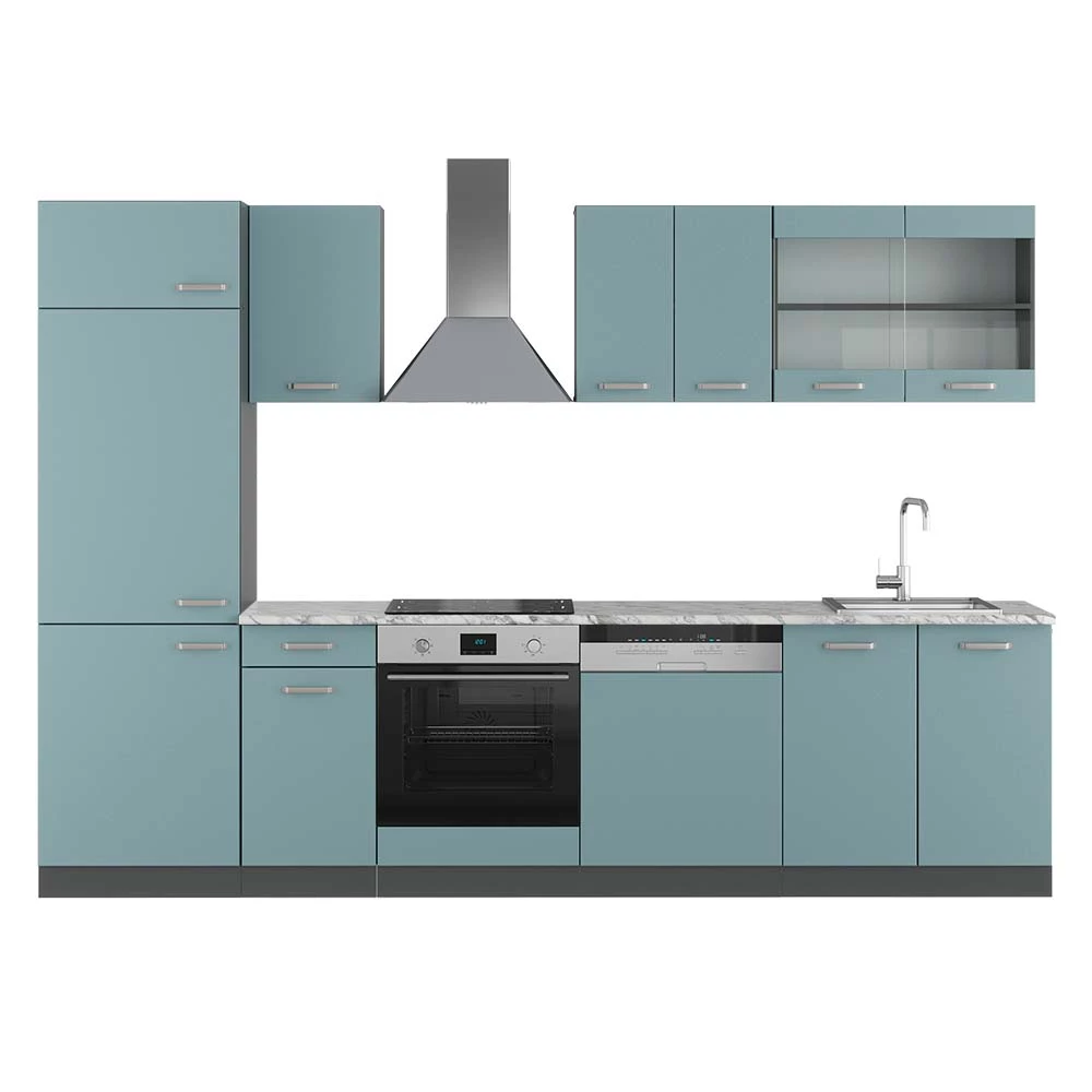 Complete keukeneenheid R-Line Blauw-grijs/antraciet 300 cm , WB Marmer Vicco