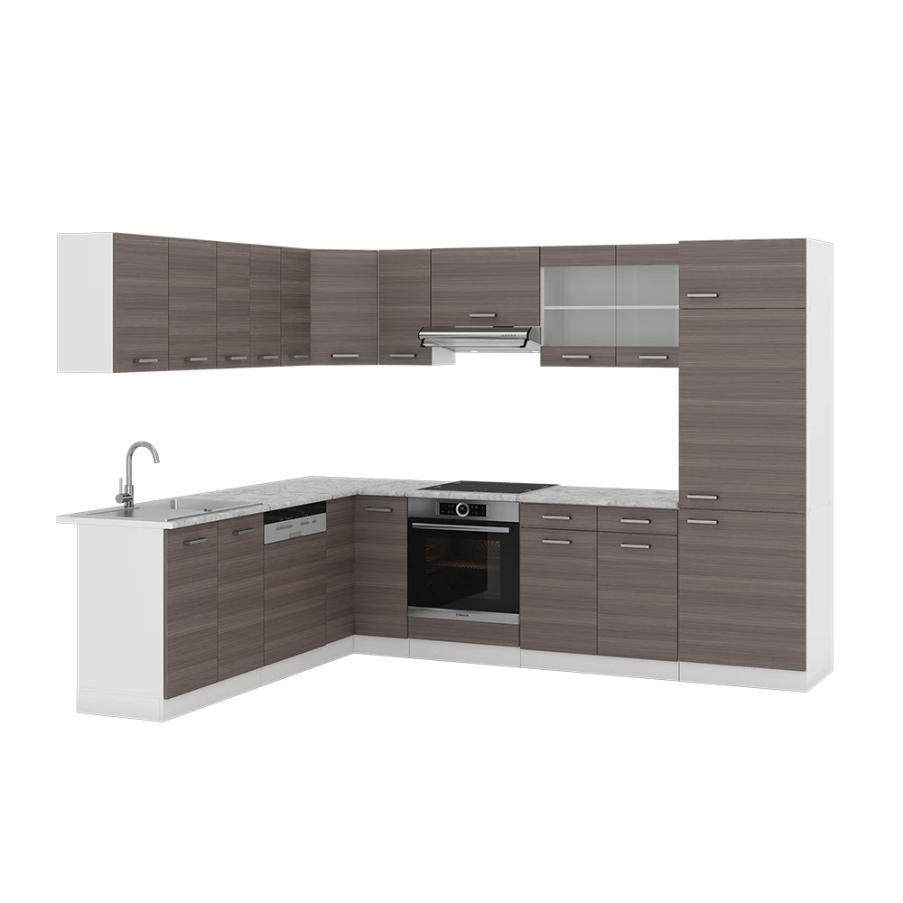 Hoekkeuken R-Line Edel grijs/wit 287 x 60 cm , WB Marmer Vicco
