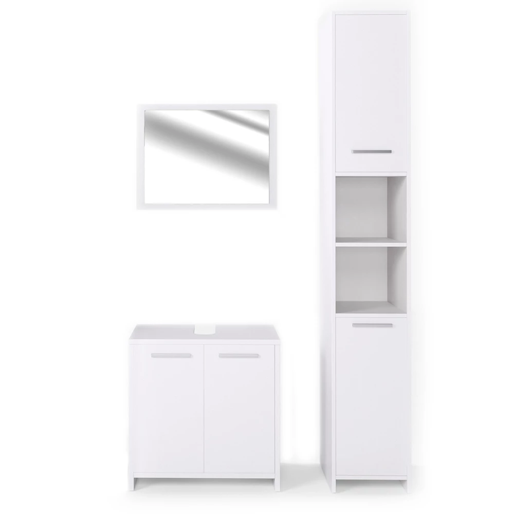 Badkamermeubel set Kiko Wit 3 delen, met hoge unit Vicco