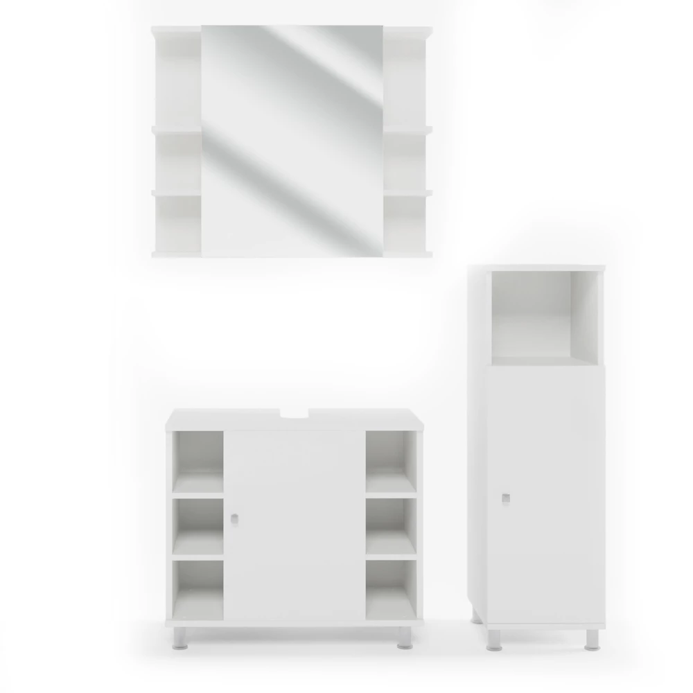Badkamermeubel set Fynn Wit 3 delen, met midi-element Vicco