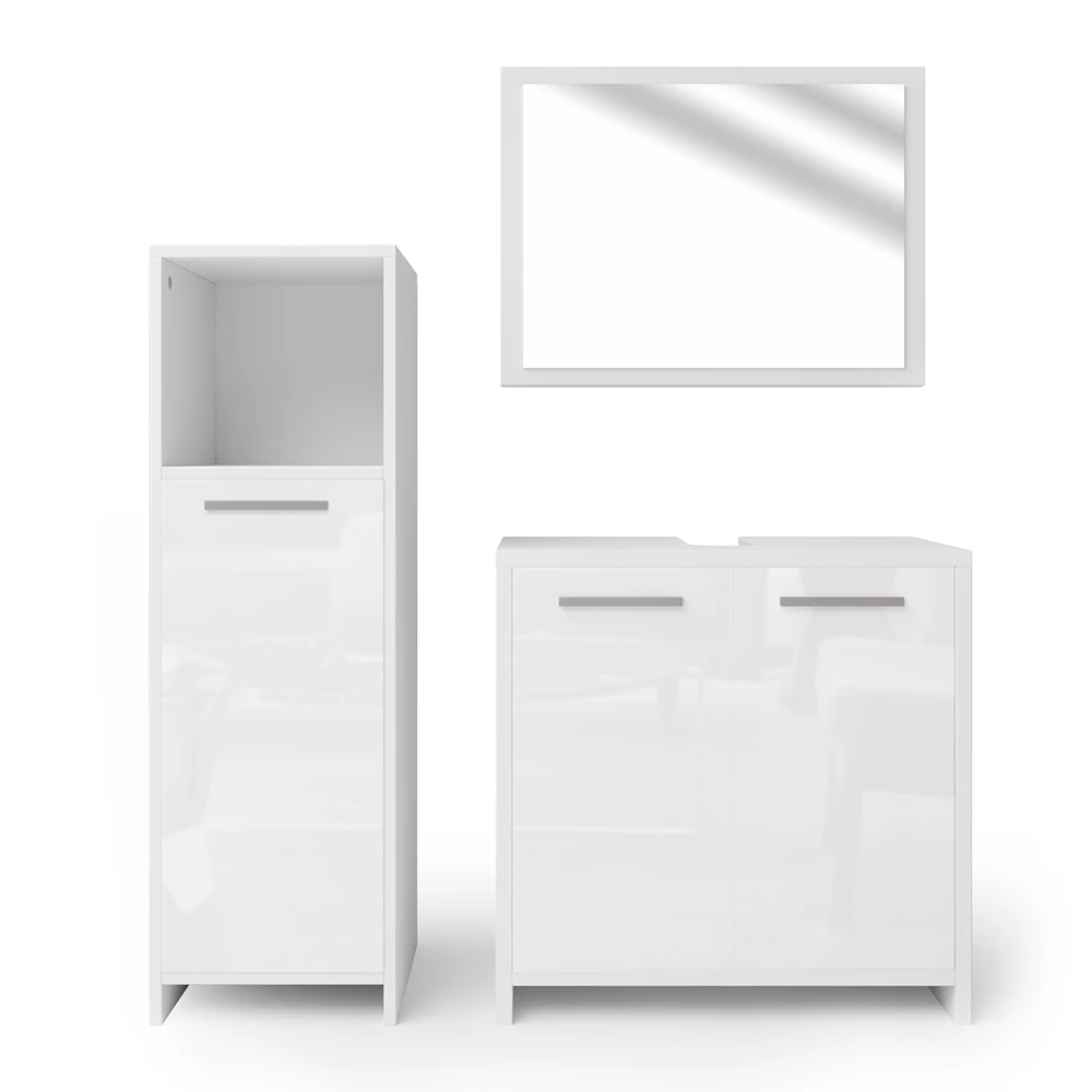 Badkamermeubel set Kiko Wit hoogglans/wit 3 delen Vicco