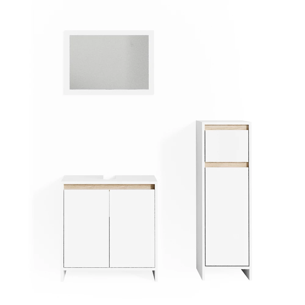 Badkamermeubel set Emma Wit/Sonoma 3 delen Vicco