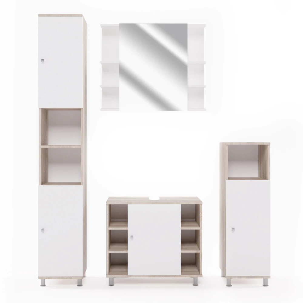 Badkamermeubelset Fynn Sonoma/Wit 4 delen Vicco