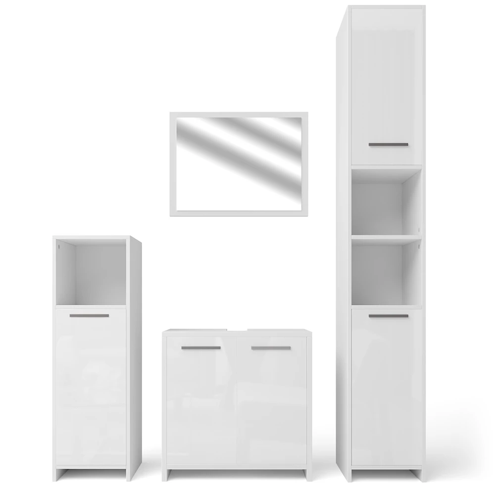 Badkamermeubel set Kiko Wit hoogglans/wit 4 delen Vicco