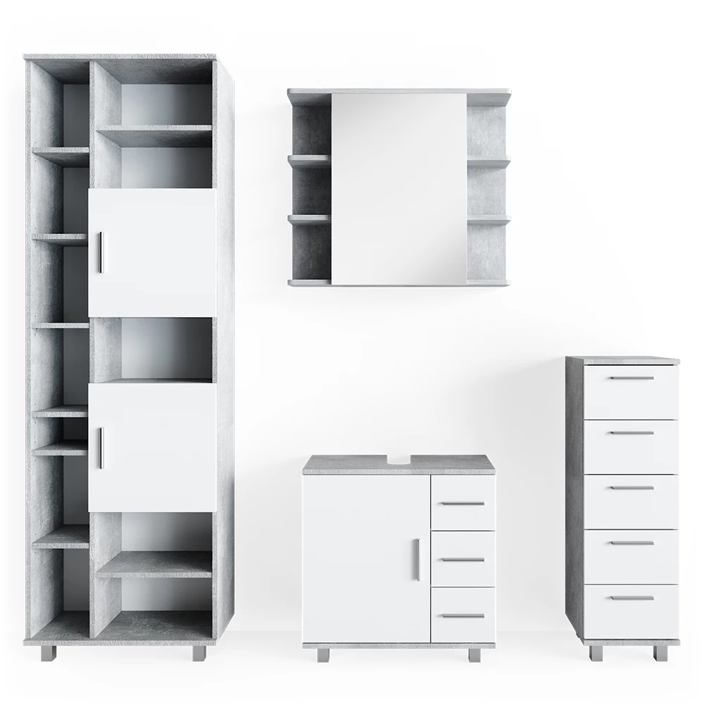 Badkamermeubel set Ilias Beton 4 delen Vicco