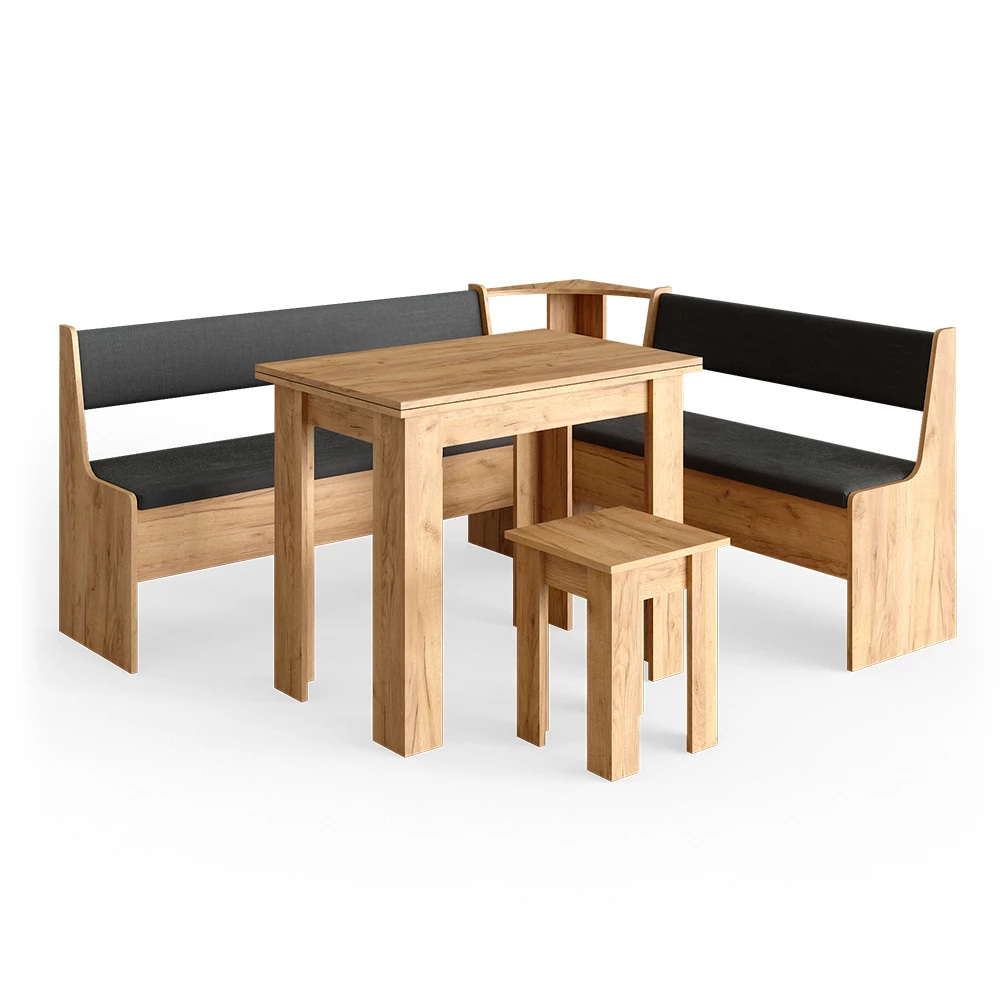 Hoekbank set Roman Krachtige eik goud 180 x 150 cm met tafel Vicco