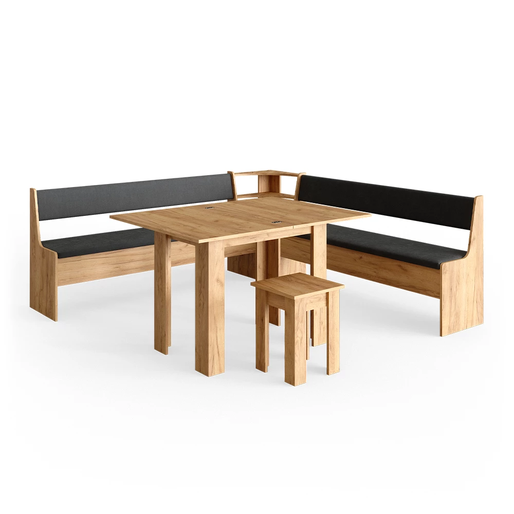 Hoekbank set Roman Krachtige eik goud 210 x 210 cm met tafel Vicco