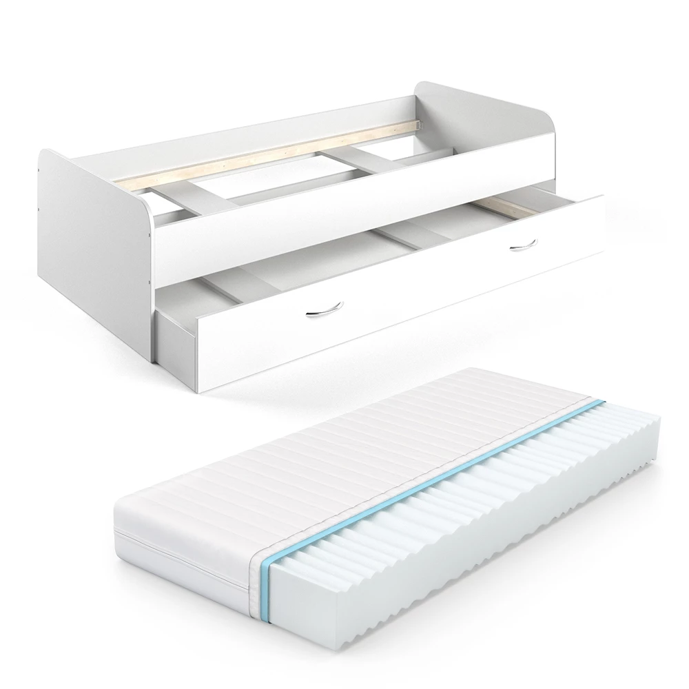 Kinderbed Enzo Wit 90×200 cm met matras Vitalispa