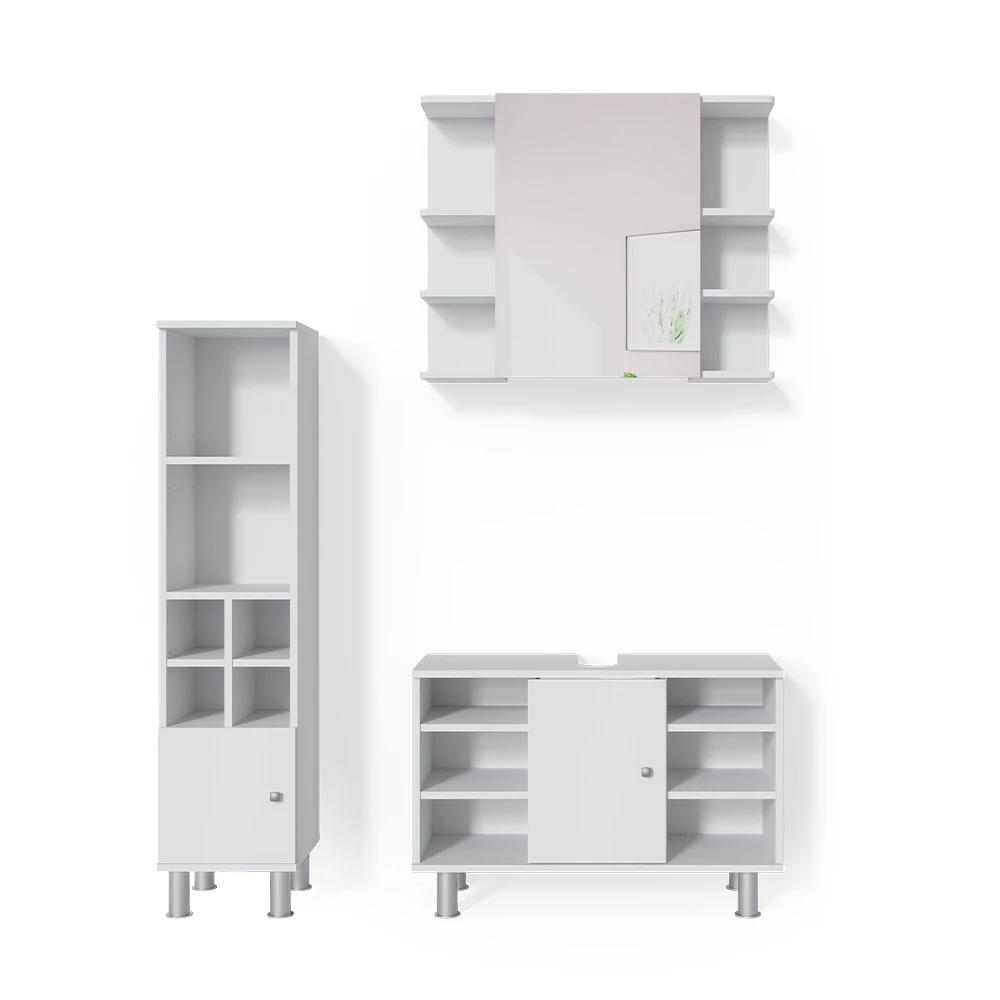 Badkamermeubel set Fynn Wit 3 delen, met onderkast 80 cm Vicco
