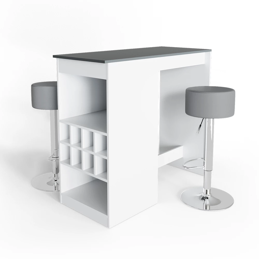 Bartafel set Ross Wit/antraciet 115 x 50 cm met 2 barkrukken Vicco