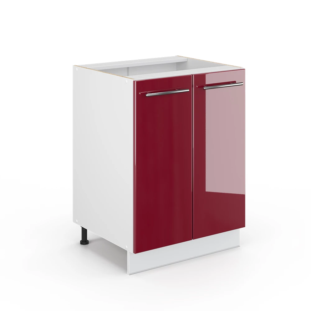 Halfhoge kast Fame-Line Bordeauxrode hoogglans 60 x 82 cm zonder werkblad Vicco