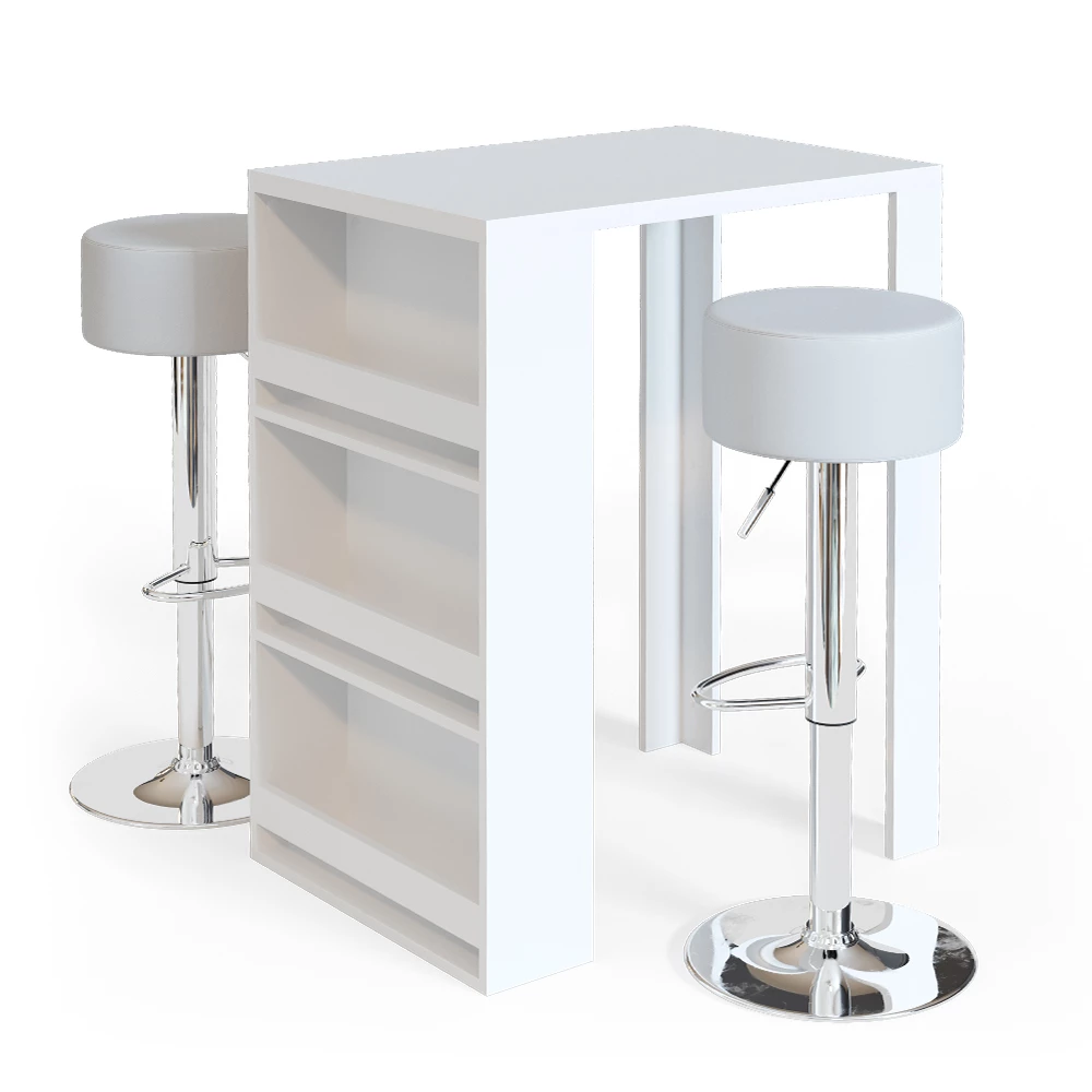 Bartafel set  Wit 57 x 80 cm met 2 barkrukken Vicco