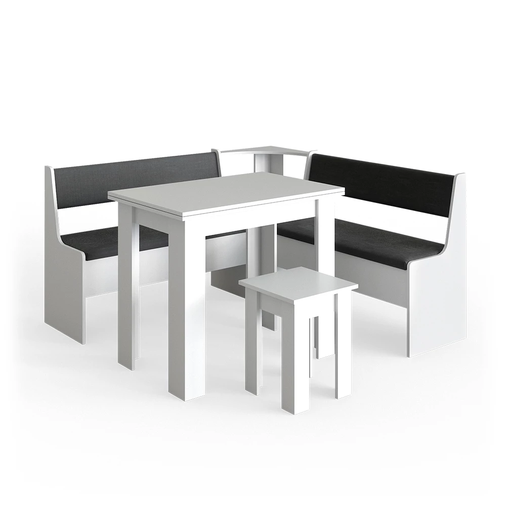 Hoekbank set Roman Wit 150 x 150 cm met tafel Vicco