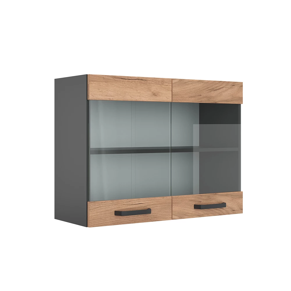 Glazen keukenkast R-Line Krachtige eik goud 80 cm Vicco