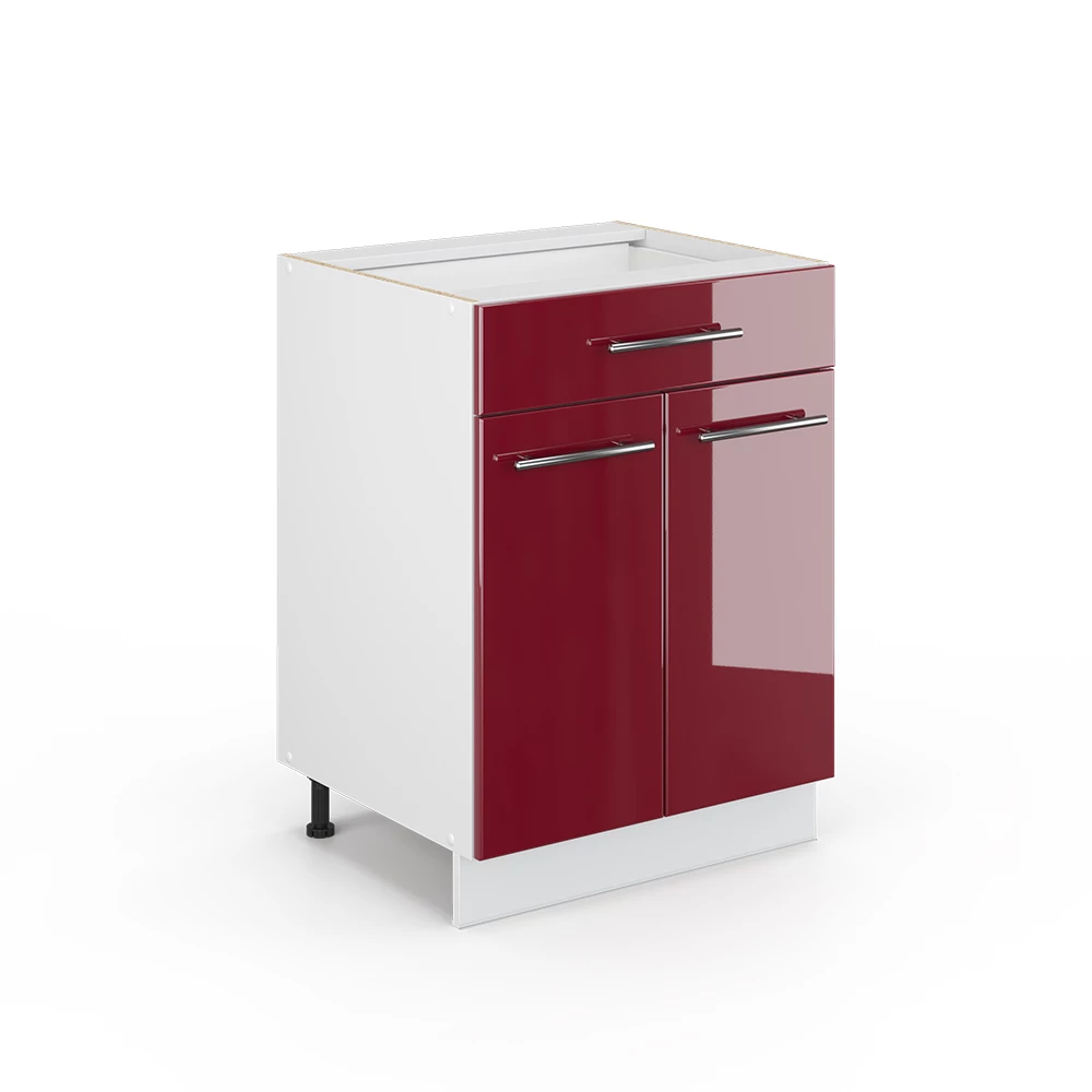 Badkamerkast Fame-Line Bordeauxrode hoogglans 60 x 82 cm met lade, zonder werkblad Vicco