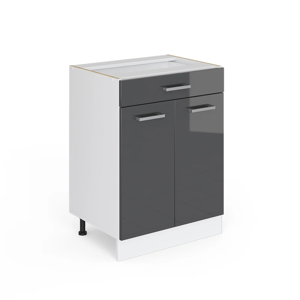 Keukenonderkast R-Line Antraciet Hoogglans 60 cm met lade, zonder werkblad Vicco