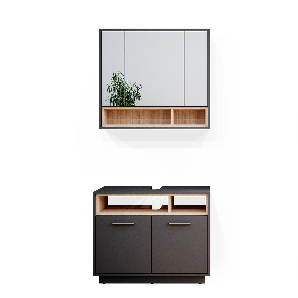 Badkamermeubel set Beatrice Antraciet 2 delen Vicco