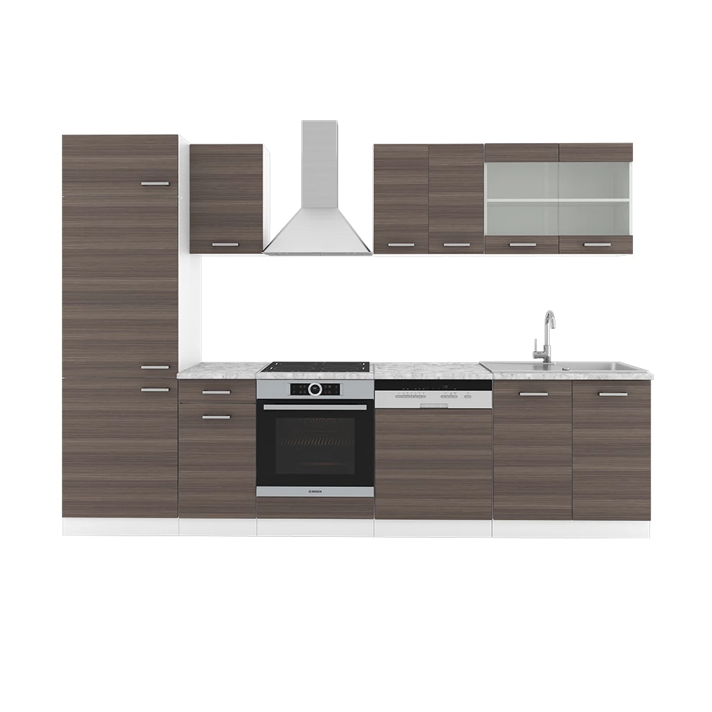 Complete keukeneenheid R-Line Edel grijs/wit 300 cm , WB Marmer Vicco