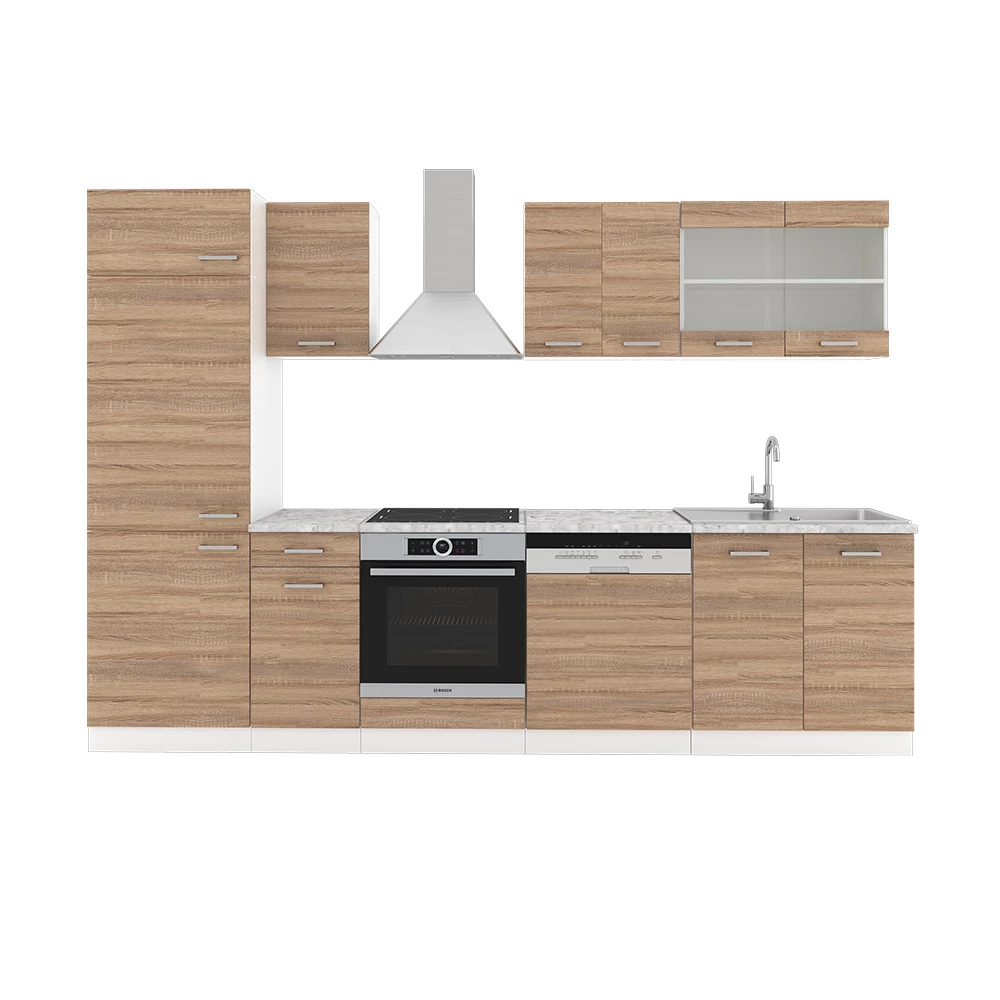 Complete keukeneenheid R-Line Sonoma 300 cm , WB Marmer Vicco