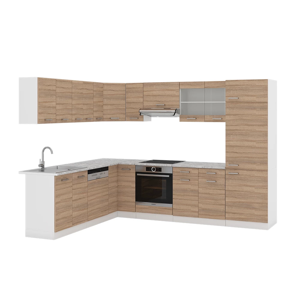 Hoekkeuken R-Line Sonoma 287 x 60 cm , WB Marmer Vicco