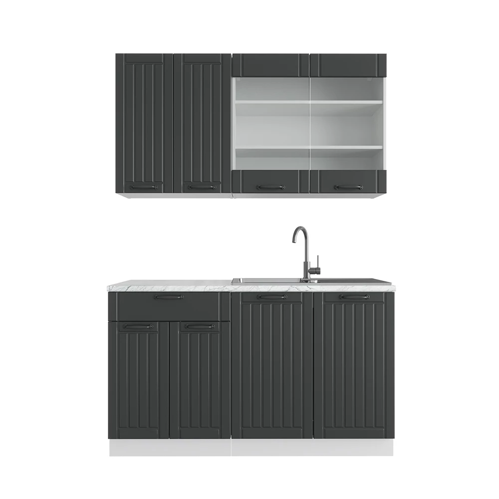 Eenpersoonskeuken Fame-Line Antraciet landhuis/wit 140 cm zonder werkblad Vicco