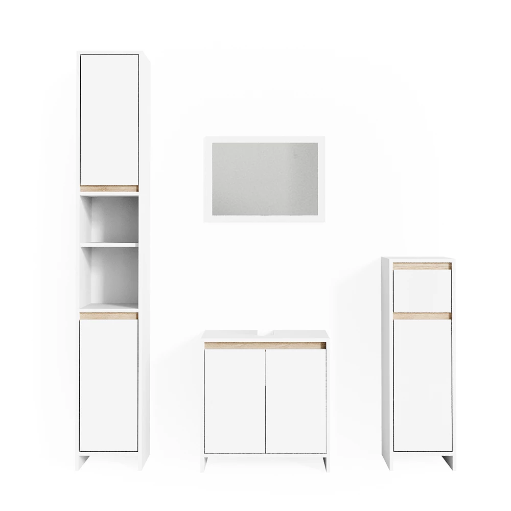 Badkamermeubel set Emma Wit/Sonoma 4 delen Vicco