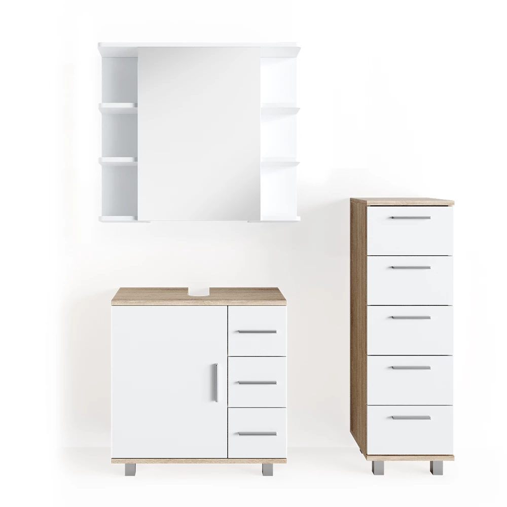 Badkamermeubel set Ilias Sonoma 3 delen, met midi-element Vicco