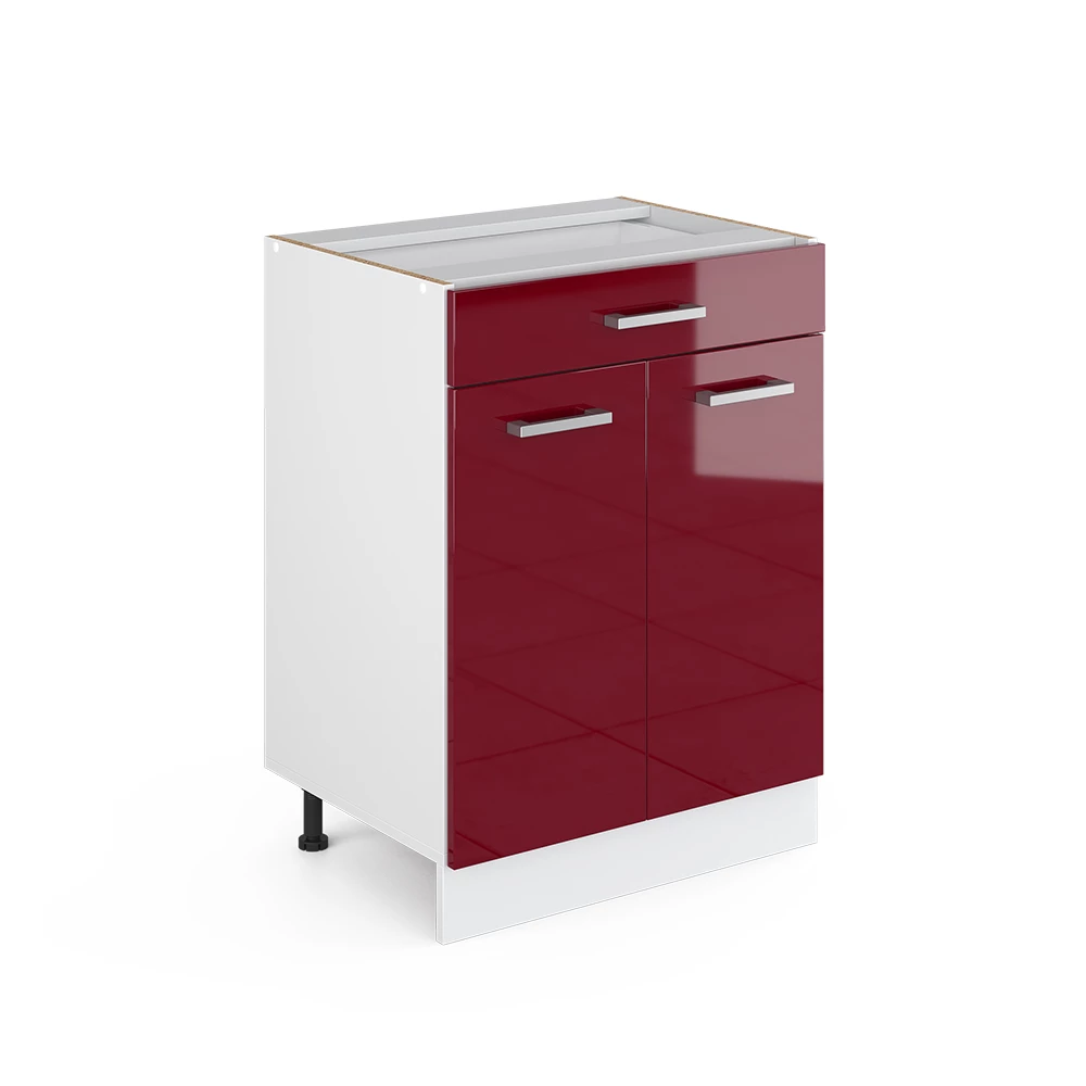 Keukenonderkast R-Line Rode hoogglans 60 cm met lade, zonder werkblad Vicco