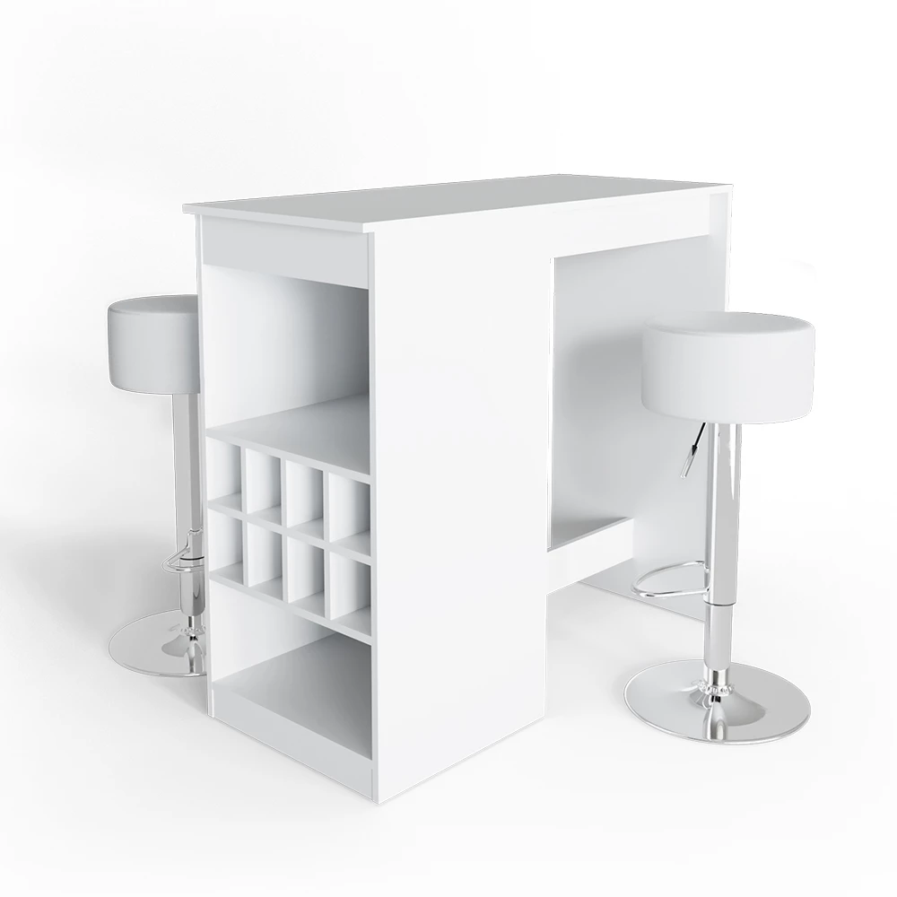 Bartafel set Ross Wit 115 x 50 cm met 2 barkrukken Vicco