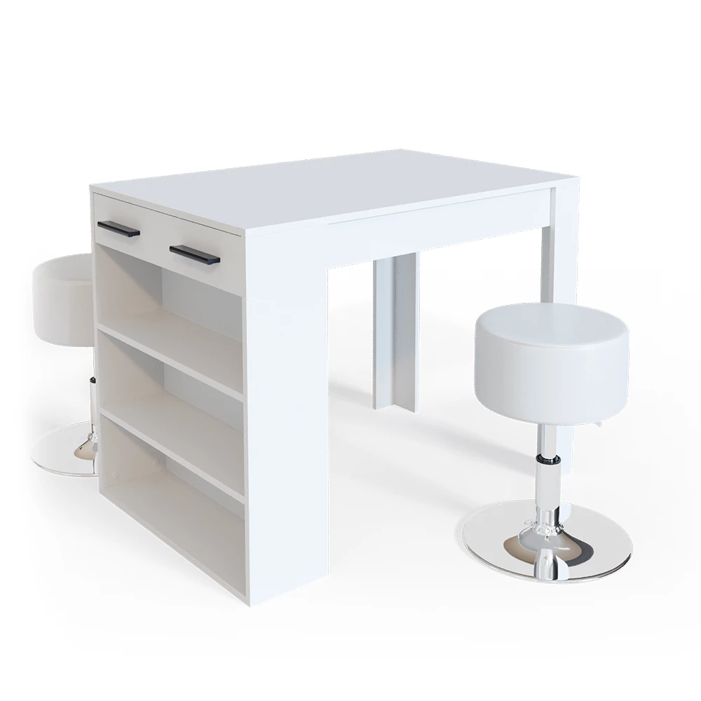 Eettafel set Repose Wit 67 x 100 cm met 2 krukken Vicco