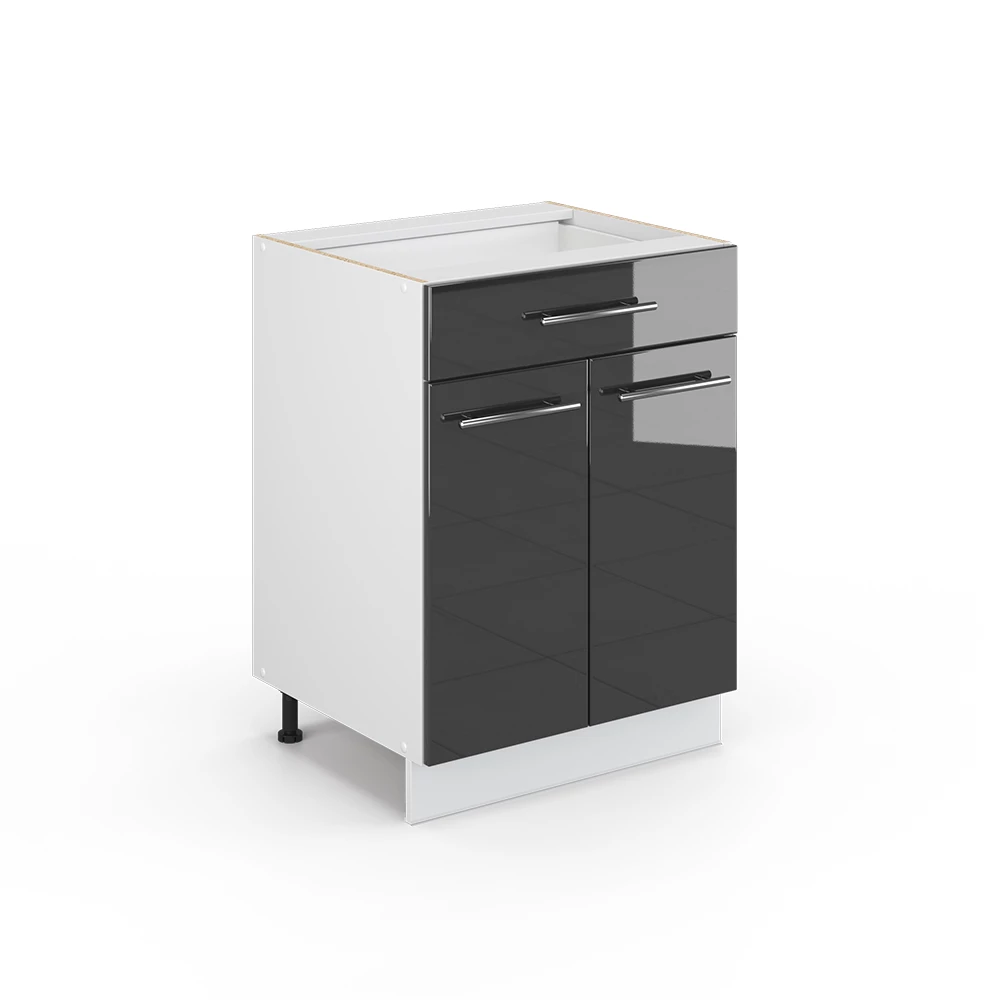 Badkamerkast Fame-Line Antraciet Hoogglans 60 x 82 cm met lade, zonder werkblad Vicco