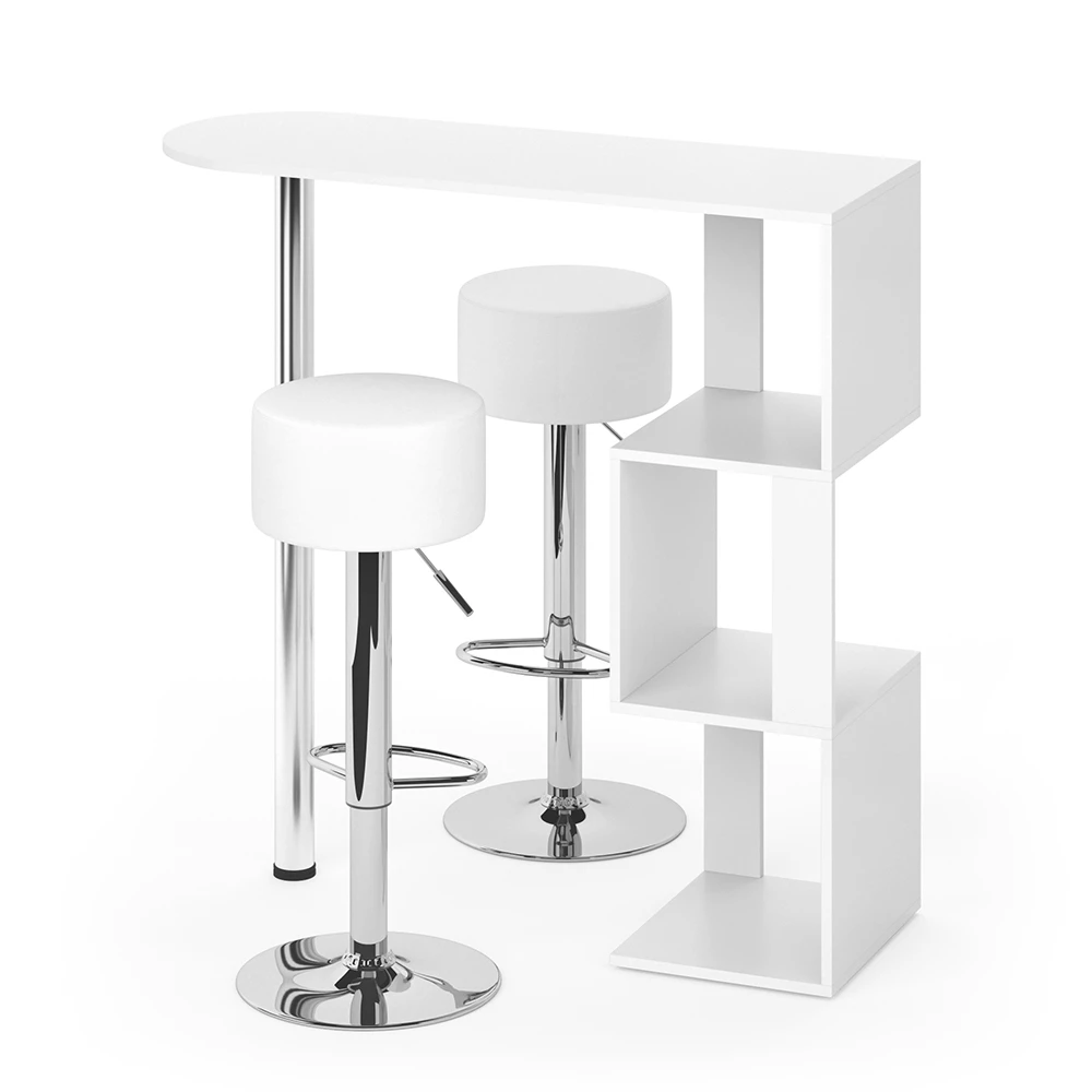 Bartafelset Vincent Wit 113 x 39.8 cm met 2 barkrukken Vicco