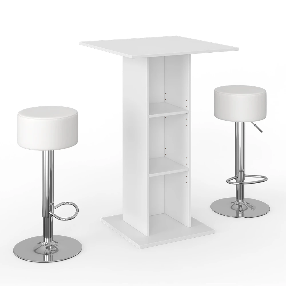 Bartafel set Rodeo Wit 70 x 70 cm met 2 barkrukken Vicco