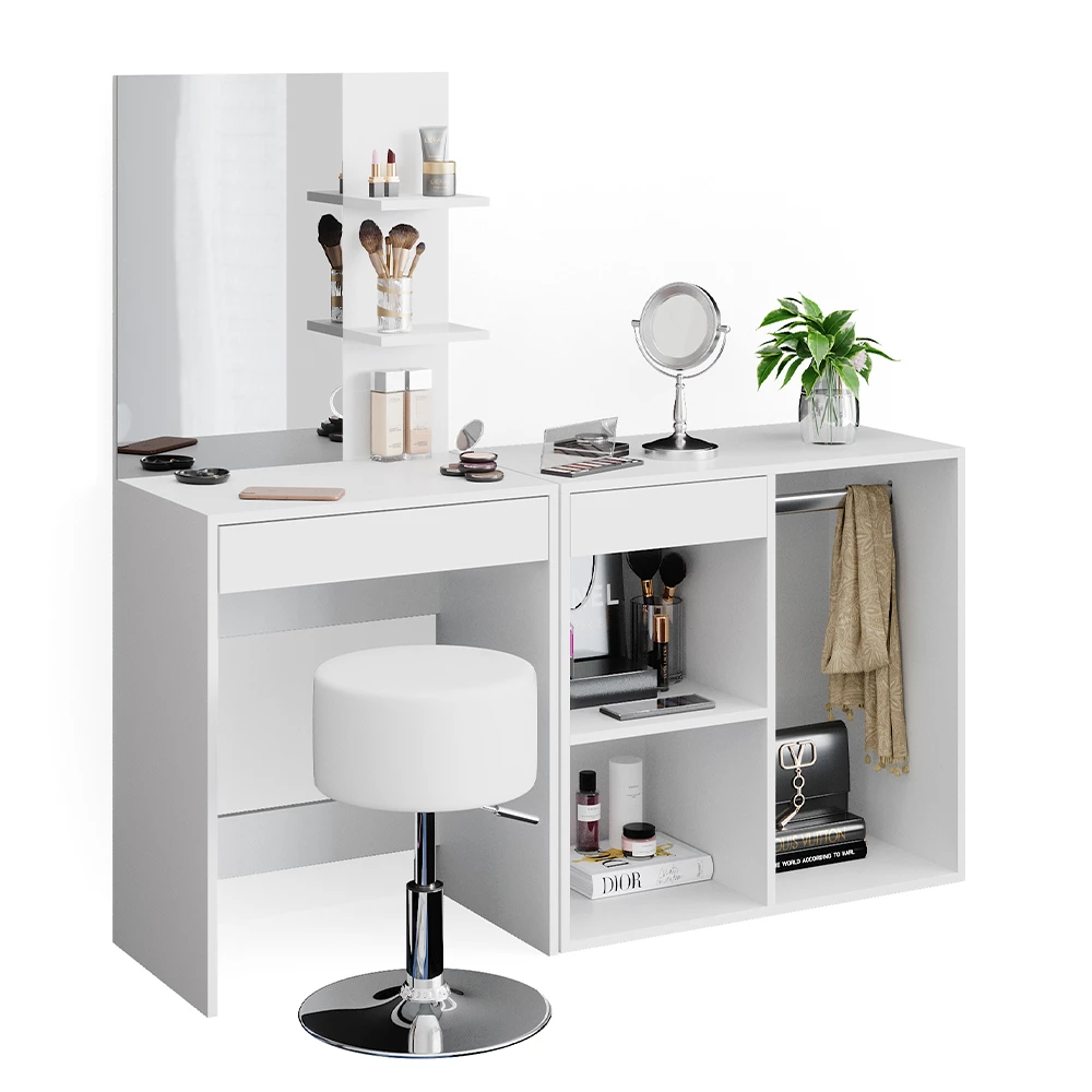 Kaptafel Isabelle Wit 140 cm met krukje Vicco