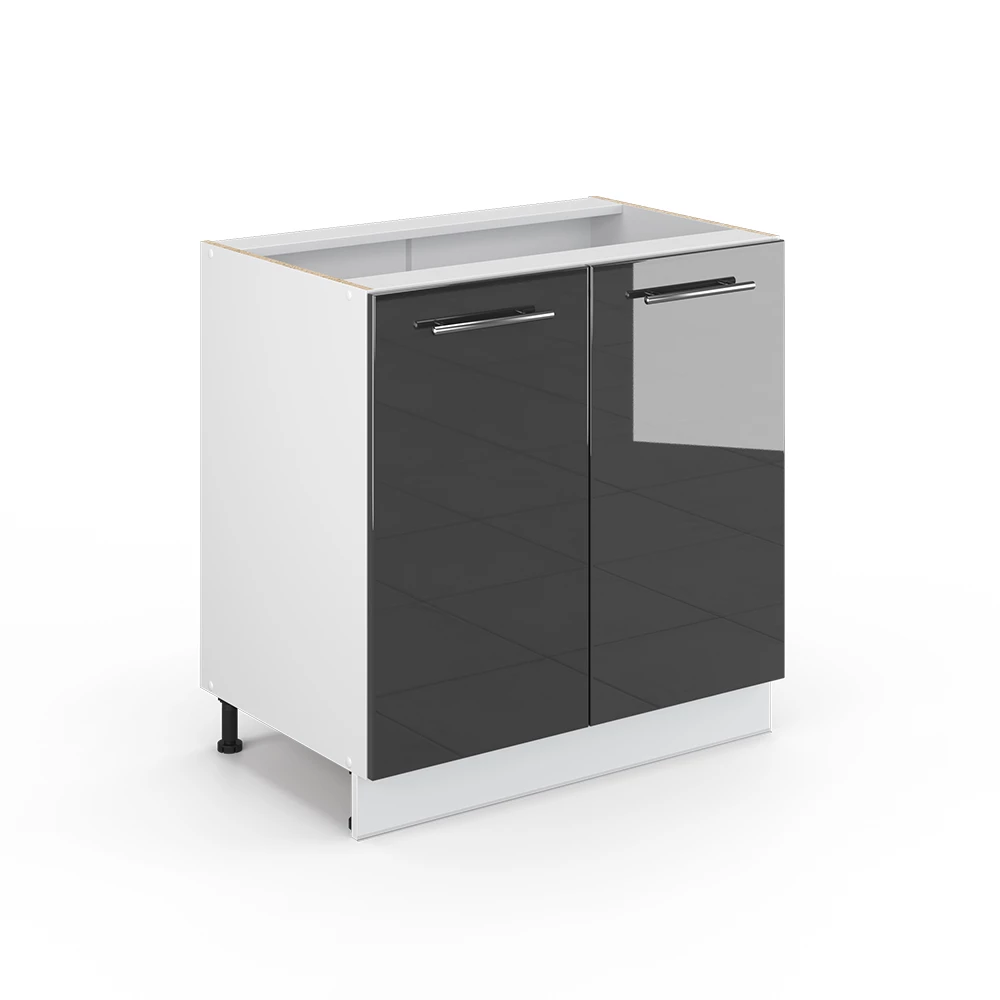 Halfhoge kast Fame-Line Antraciet Hoogglans 80 x 82 cm met legplank, zonder werkblad Vicco