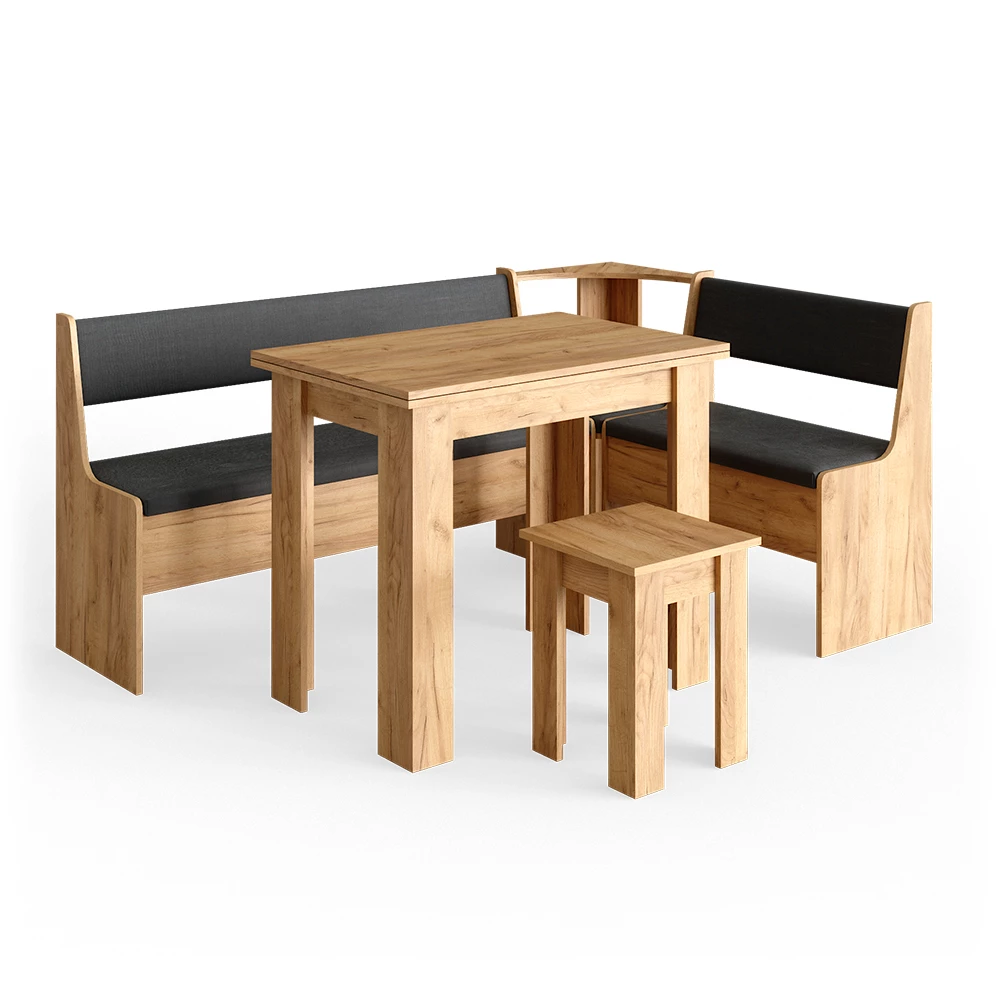 Hoekbank set Roman Krachtige eik goud 136.6 x 60 cm met tafel Vicco