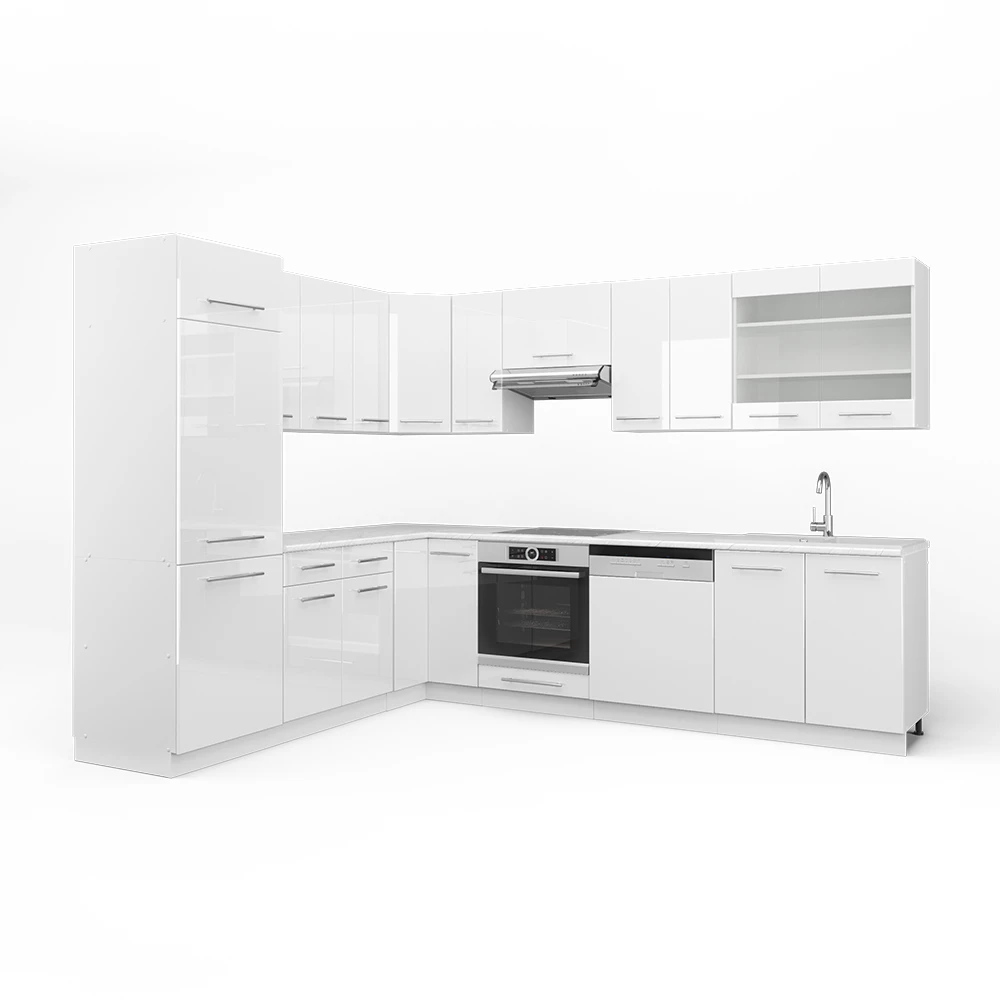 Hoekkeuken Fame-Line Wit hoogglans/wit 287 x 46 cm zonder werkblad Vicco