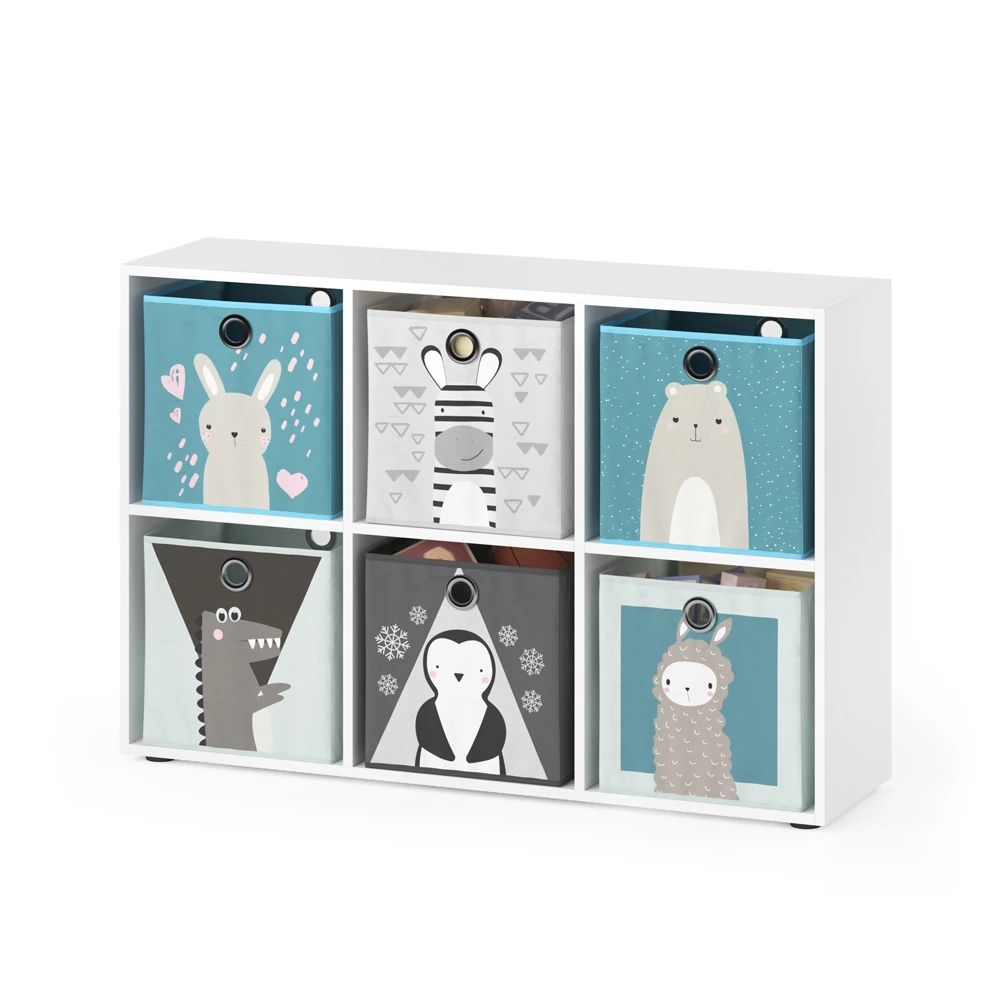 Kinderboekenkast  Wit 72 x 107.8 cm met 6 vouwdozen Vicco