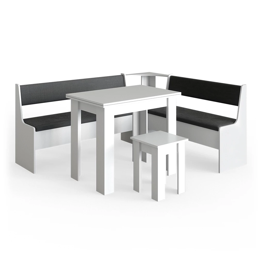 Hoekbank set Roman Wit 180 x 150 cm met tafel Vicco