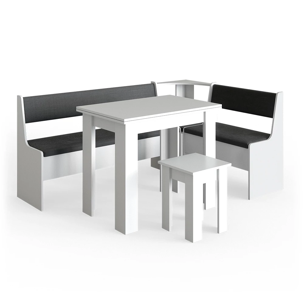 Hoekbank set Roman Wit 180 x 120 cm met tafel Vicco