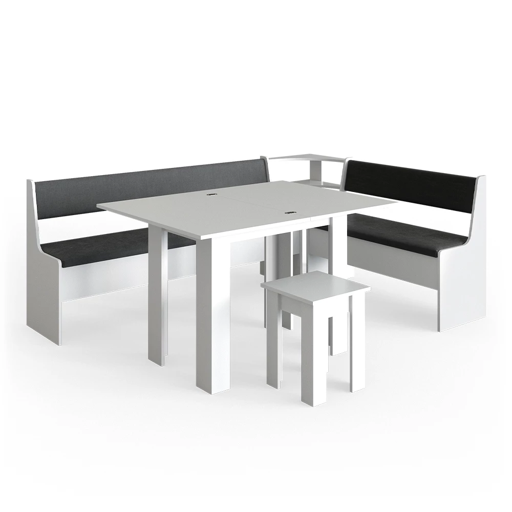 Hoekbank set Roman Wit 210 x 150 cm met tafel Vicco
