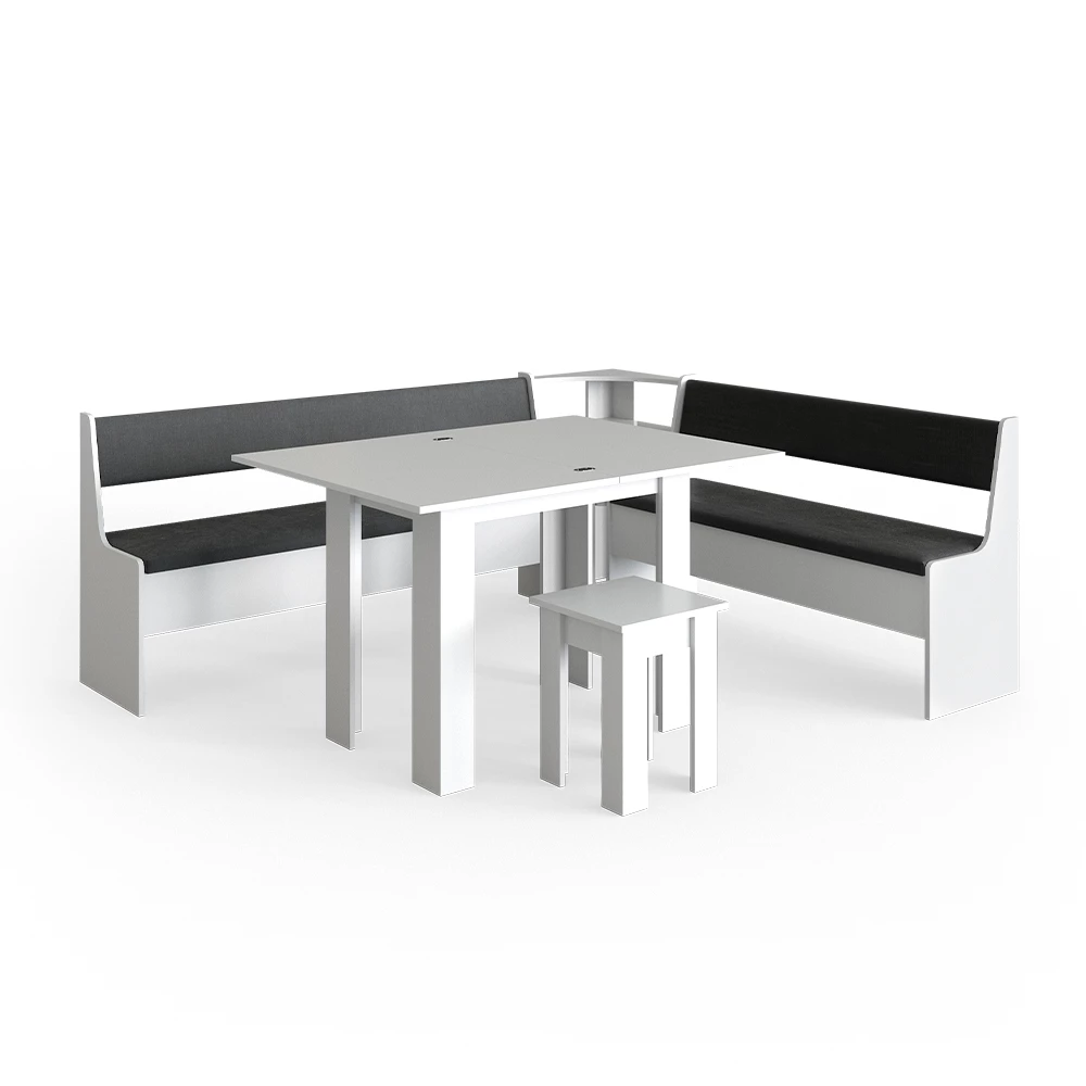 Hoekbank set Roman Wit 210 x 180 cm met tafel Vicco