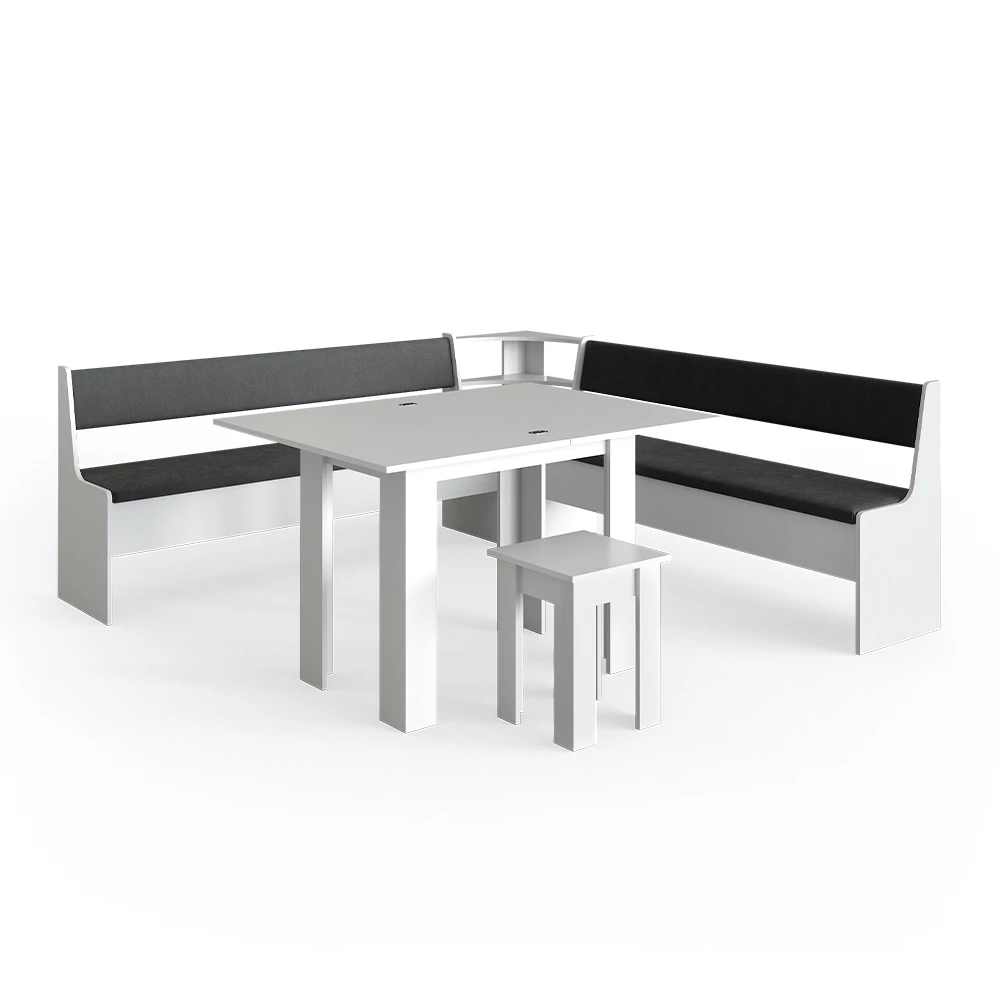 Hoekbank set Roman Wit 210 x 210 cm met tafel Vicco