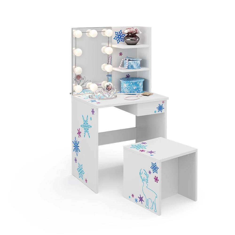 Kaptafel Schneeflocke Wit 54.8 cm met LED-verlichting Vicco