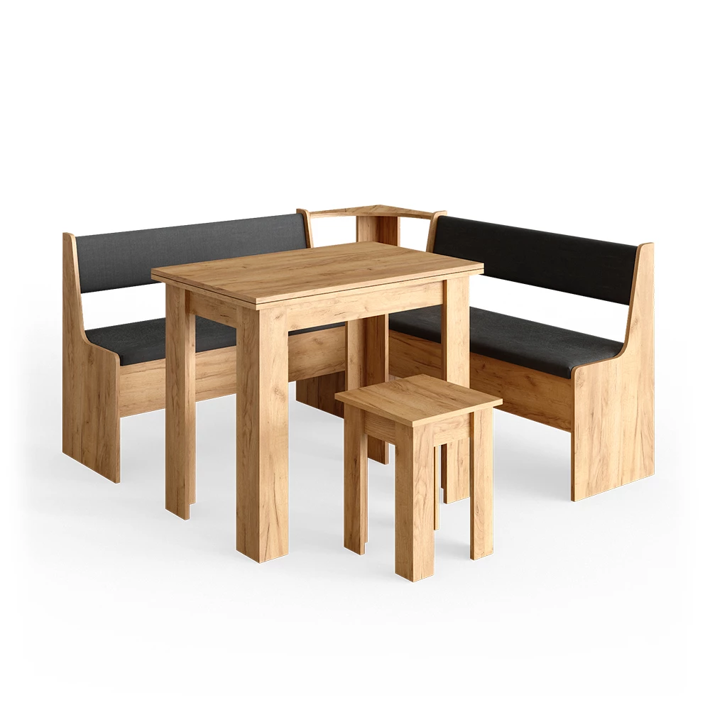 Hoekbank set Roman Krachtige eik goud 150 x 150 cm met tafel Vicco