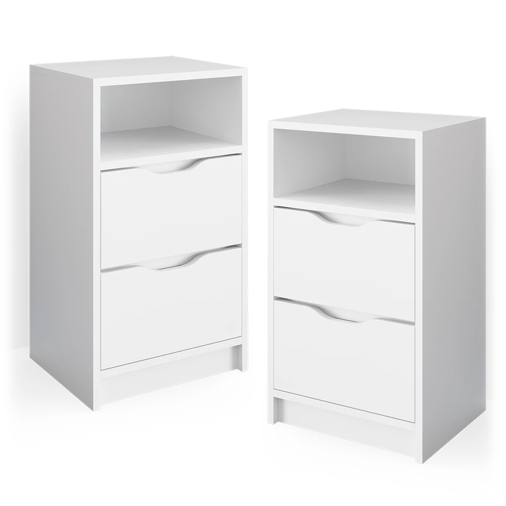 Boxspring nachtkastje Ruben Wit Set van 2 Vicco