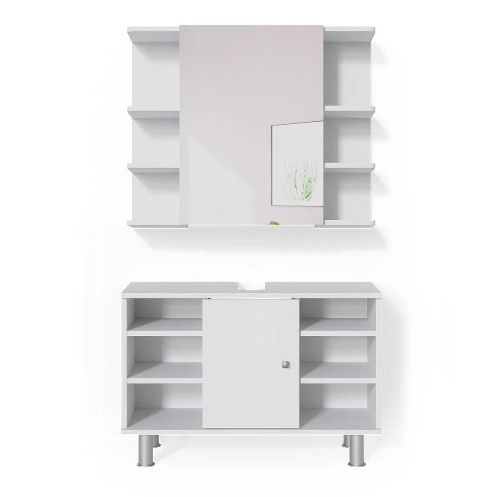 Badkamermeubel set Fynn Wit 2 delen, onderkast 80 cm Vicco