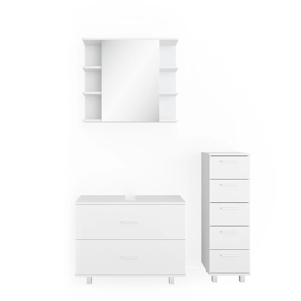 Badkamermeubel set Ilias Wit 3 delen, met midi-element Vicco