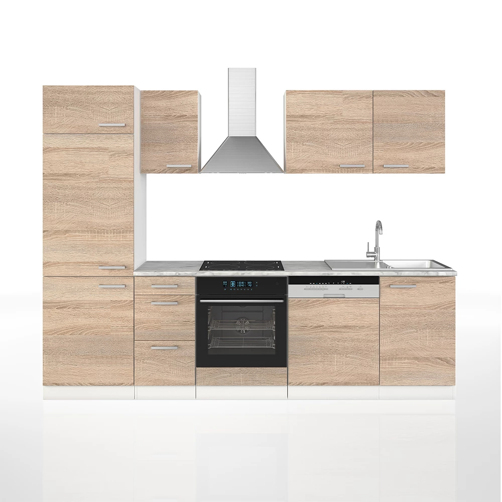 Complete keukeneenheid Optima Sonoma/Wit 270 cm zonder werkblad Vicco