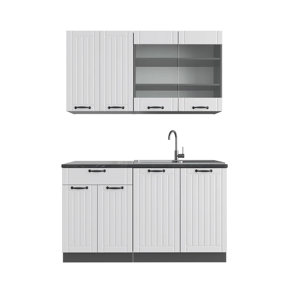 Eenpersoonskeuken Fame-Line Landhuis wit/antraciet 140 cm zonder werkblad Vicco